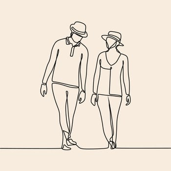 continuous line drawing on romance vector