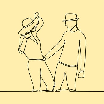 continuous line drawing on romance vector