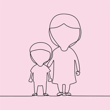 continuous line drawing on family vector