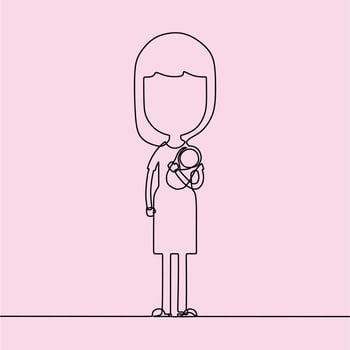 continuous line drawing on family vector