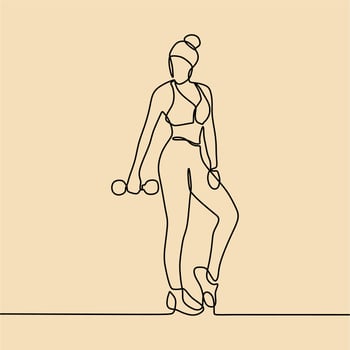 continuous line drawing on someone is at the gym vector