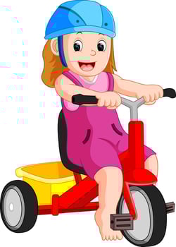 Illustration very cute girl on tricycle vector