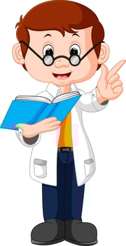 Professor cartoon holding book vector