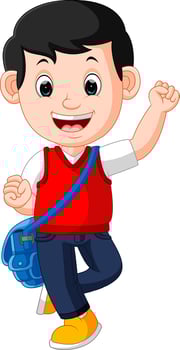 Cute boy go to school vector