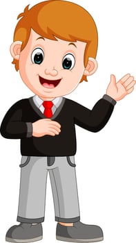 Cute boy cartoon good posing vector