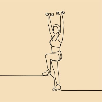 continuous line drawing on someone is at the gym vector
