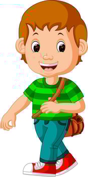 Cute boy go to school vector
