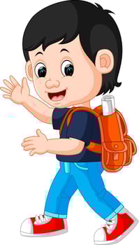 Cute boy go to school vector