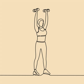 continuous line drawing on someone is at the gym vector
