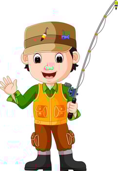 Cartoon man fishing vector