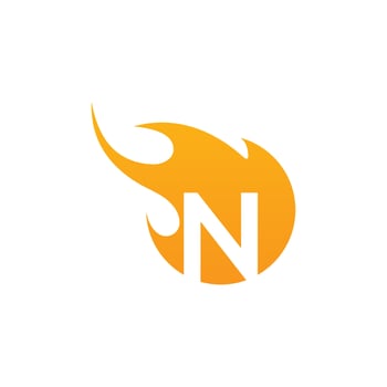 Initial N letter with fire logo Vector design.