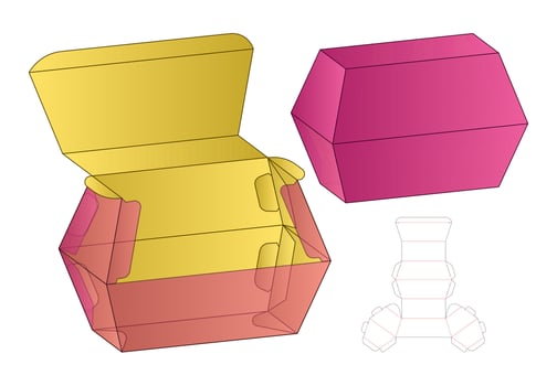 Box packaging die cut template design. 3d mock-up vector