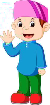 Happy Muslim kid cartoon vector