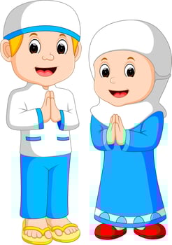 Happy Muslim kid cartoon vector