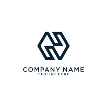 Initial letter N or NN logo design hexagon shape. vector