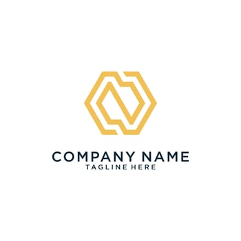 Initial letter N or NN logo design hexagon shape. vector