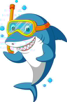 shark with diving equipment vector