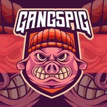 Pig Head With Hat Mascot Logo Template vector