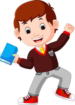 kids boy carrying book cartoon vector