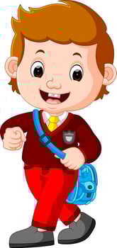 Cute boy with backpack cartoon vector