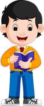 kids boy carrying book cartoon vector