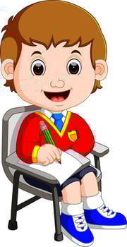 boy student studying and writing vector