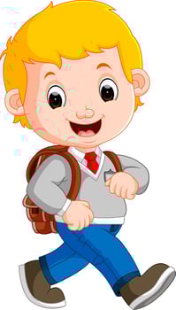 Cute boy on his way to school vector