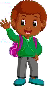 cute boy go to school cartoon vector