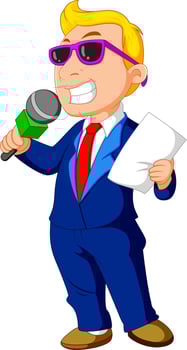 cartoon host holding a microphone vector