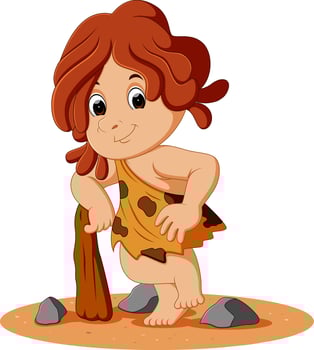 Cartoon caveman smiling vector