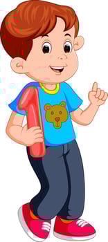 cute child holding balloon with number one vector