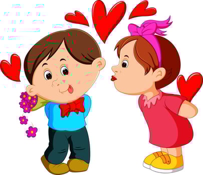 Girl kissing a man vector