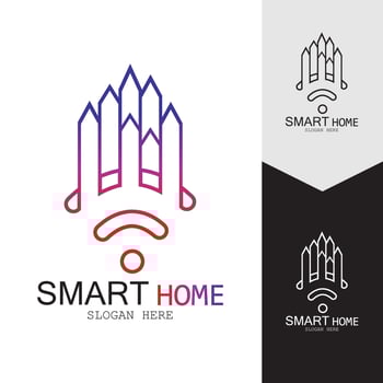 Wifi House Vector Logo.Smart City Tech Icon Vector. City Net Logo Concept Vector