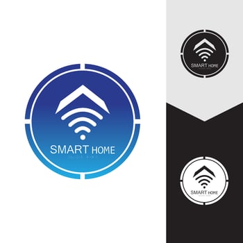 Wifi House Vector Logo.Smart City Tech Icon Vector. City Net Logo Concept Vector