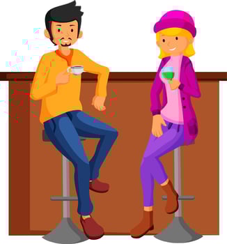 Couple date in bar. flat design vector