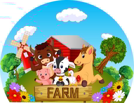 Collection animal in the farm vector