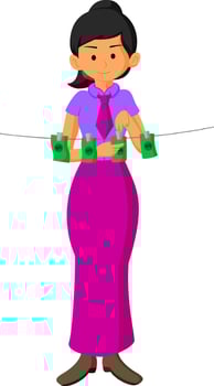 business woman drying  banknotes vector