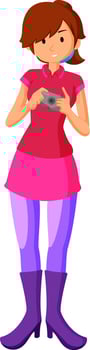 Woman holding camera vector