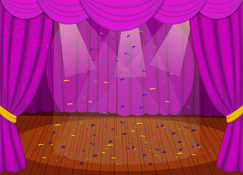 Stage with purple curtains vector