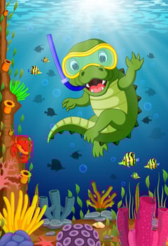 Crocodiles snorkeling underwater sea vector
