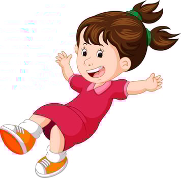 cartoon happy kids pose flying vector