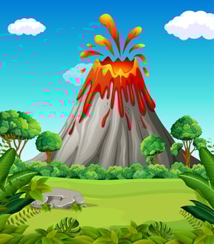Nature scene of volcano eruption vector