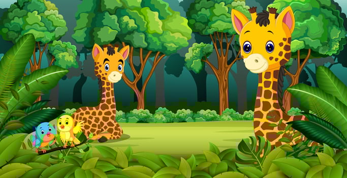 Two Giraffe in the forest vector