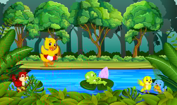 Duck swimming in the river vector