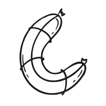 Sausage hand-drawn. Restaurants cooking doodle. Vector illustration