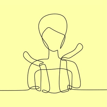 continuous line drawing on someone make up vector