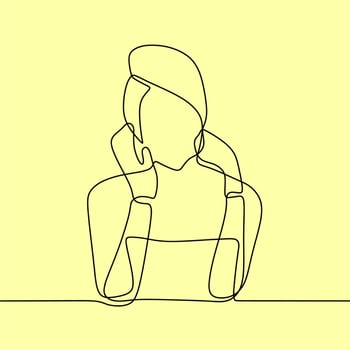 continuous line drawing on someone make up vector