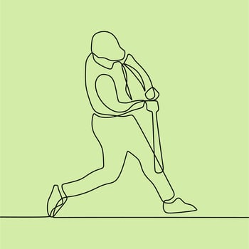 continuous line drawing on people playing softball vector