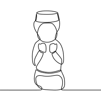 continuous line drawing on someone is praying vector