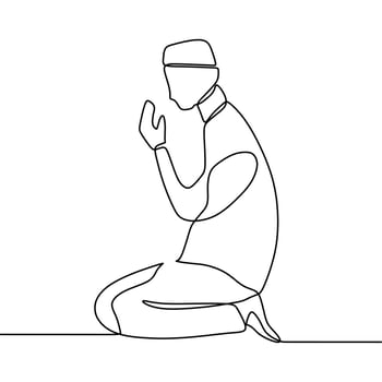 continuous line drawing on someone is praying vector